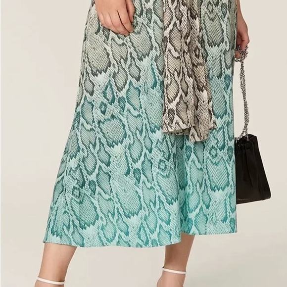 Afrm Ellis Snake Print Dip Dye Front Tie Ombre 3/4” Sleeve Midi Dress NEW Small - Picture 10 of 11